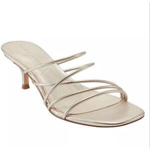 Marc Fisher LTD Women's Banna Strappy Kitten Heel Sandals Gold Size 10M New
